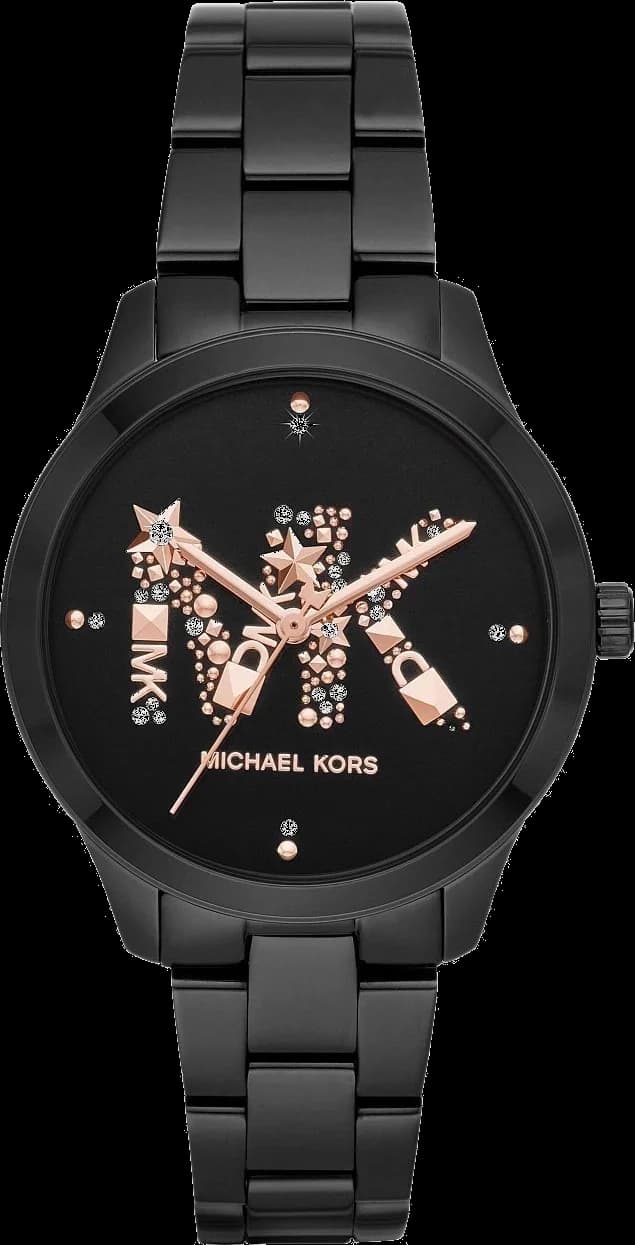 Montre Michael Kors Runway MK6683 pour femme, boîtier et bracelet acier noir