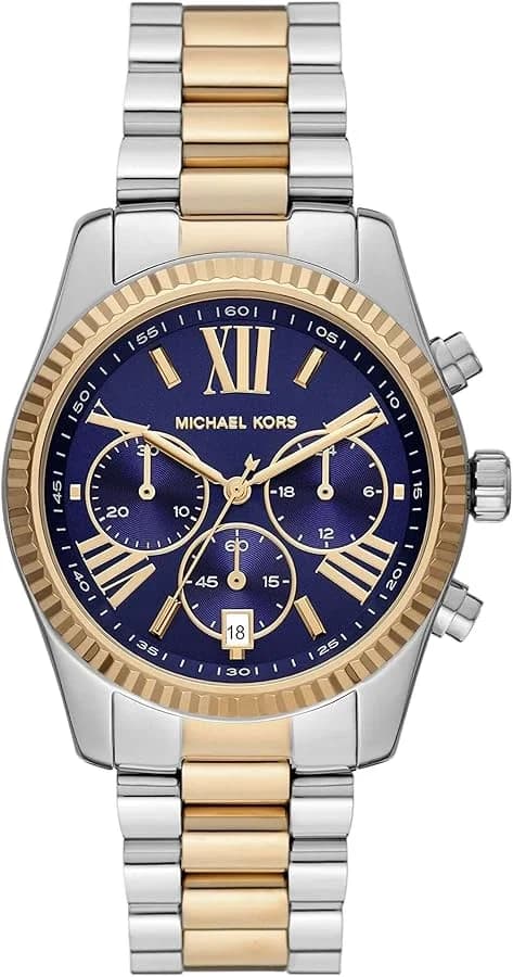 Garde-temps Michael Kors MK7218 affiche cadran blanc soleil avec index bâtons et aiguilles dorés