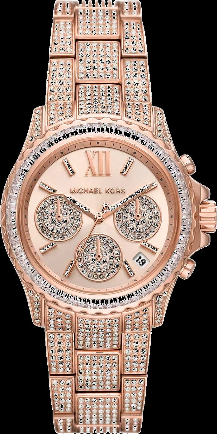 Montre Michael Kors Everest MK7235 - Chronographe Femme - Cadran et Boîtier Or Rose - Bracelet Acier