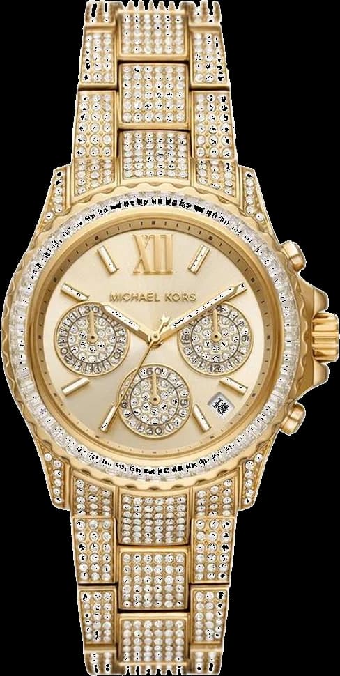 Montre Michael Kors Everest MK7254 pour femme, bracelet et cadran or pavés de cristaux