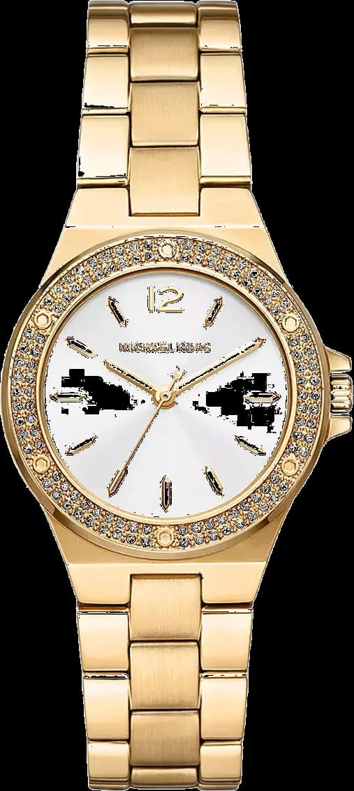 Montre Michael Kors Mini Lennox MK7278 Femme, Cadran Argent et Cristaux, Bracelet Or Acier