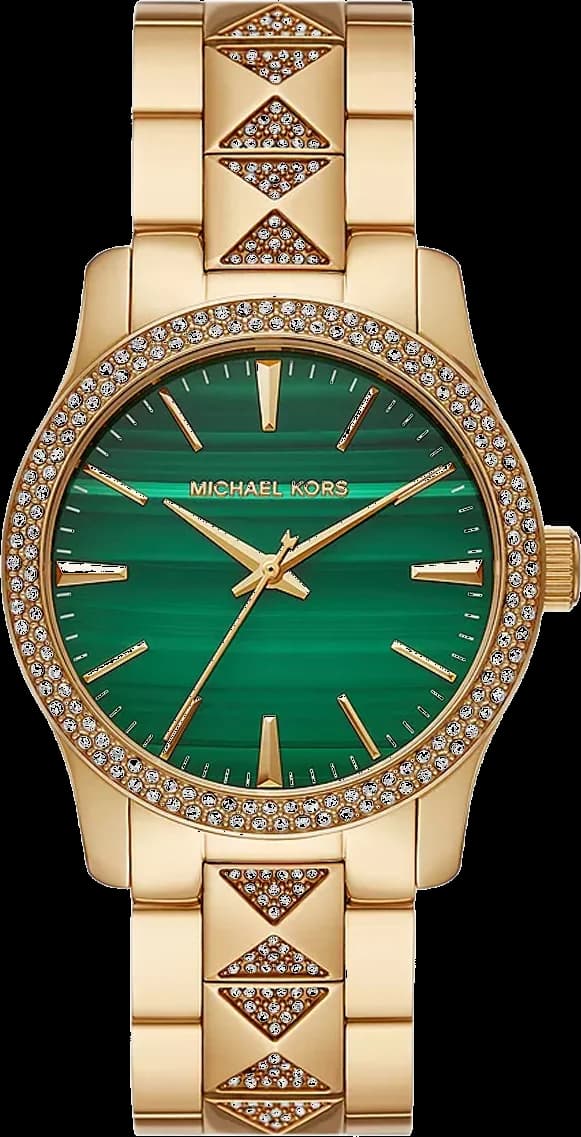 Montre Femme Michael Kors MK7390 Runway - Cadran Vert Cristaux & Bracelet Or Acier