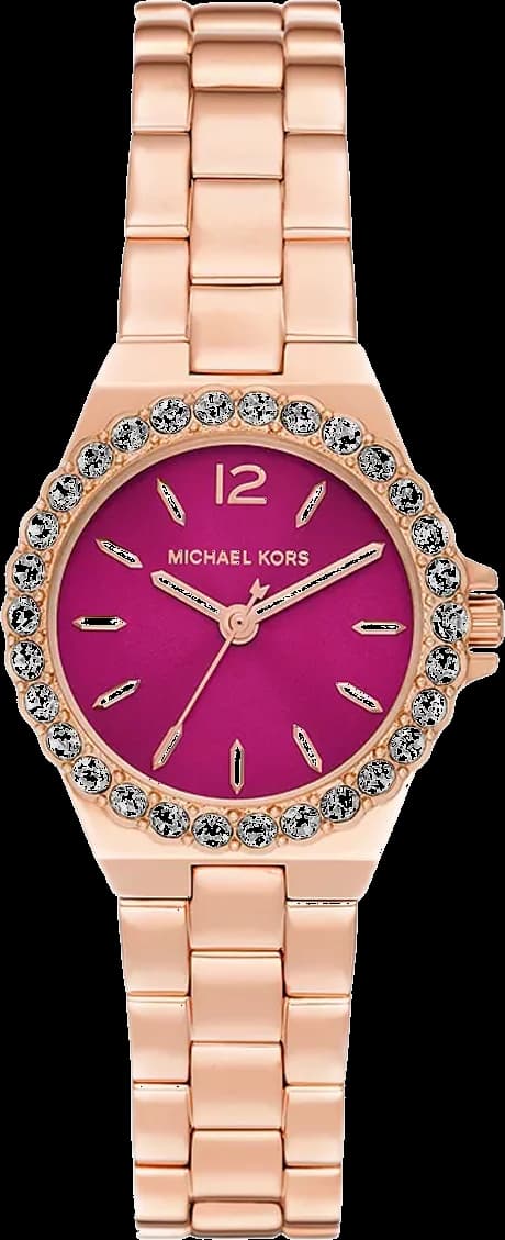 Montre Femme Michael Kors Lennox MK7396 - Cadran Bordeaux, Boîtier et Bracelet Acier Or Rose