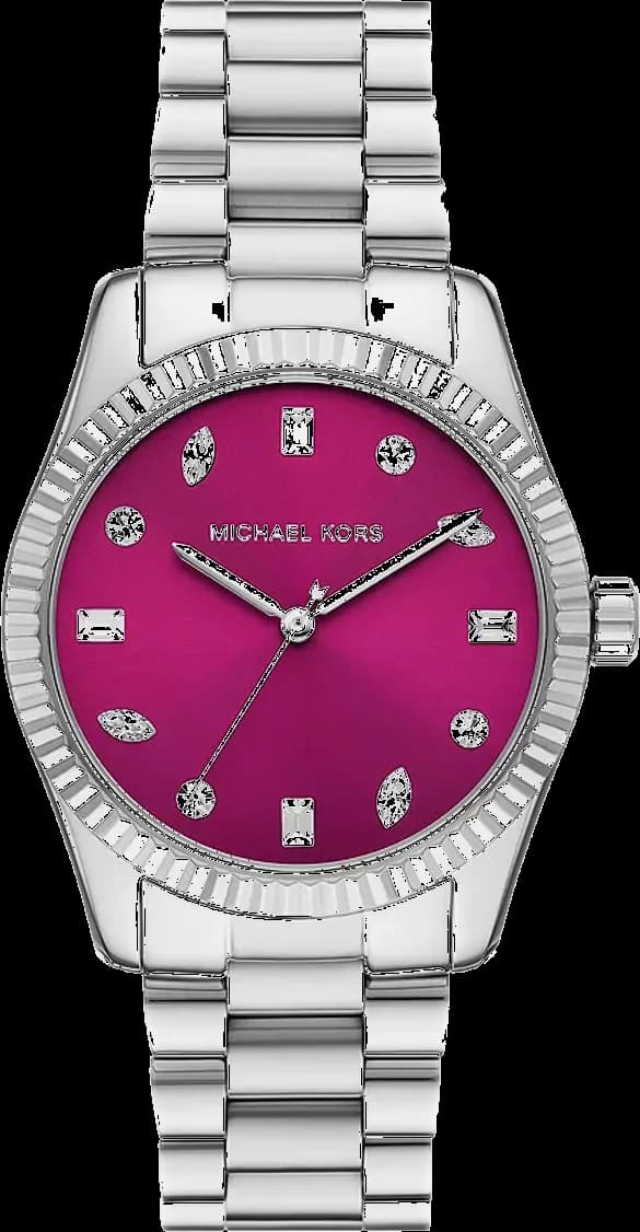 Montre Femme Michael Kors Lexington MK7443 - Cadran Fuchsia Pavé & Bracelet Acier Argenté