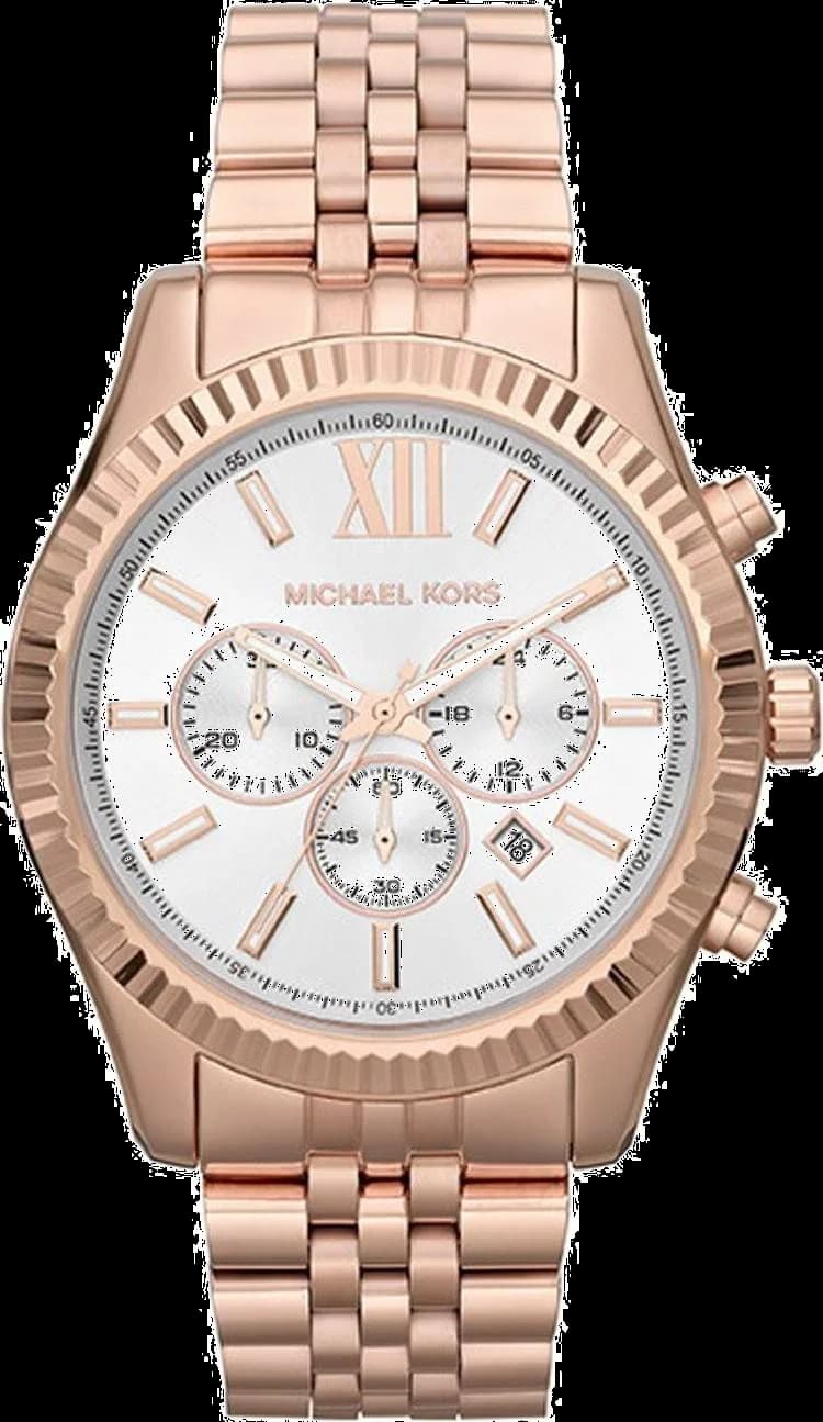 Montre Michael Kors Lexington MK8313 pour Femme, Cadran Blanc, Bracelet Acier Or Rose