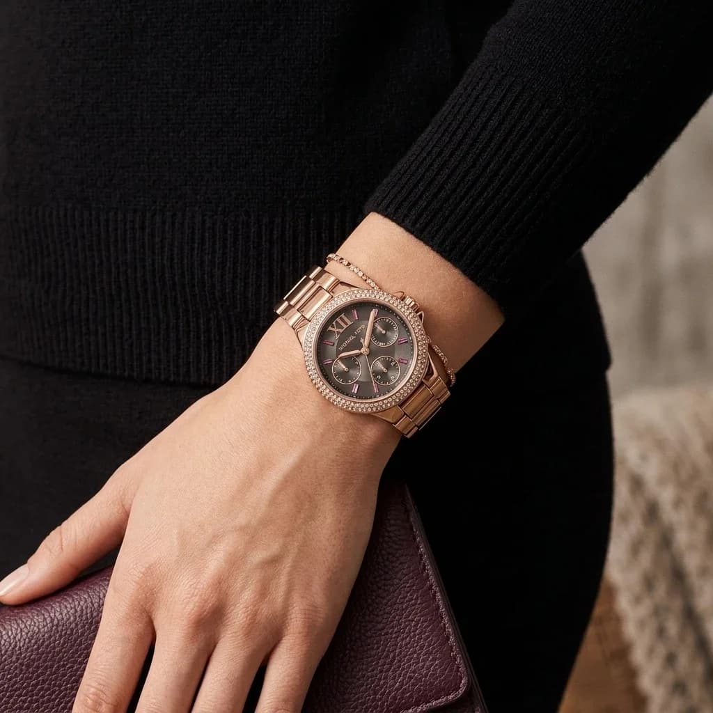 Détail du bracelet acier du Michael Kors MK6983
