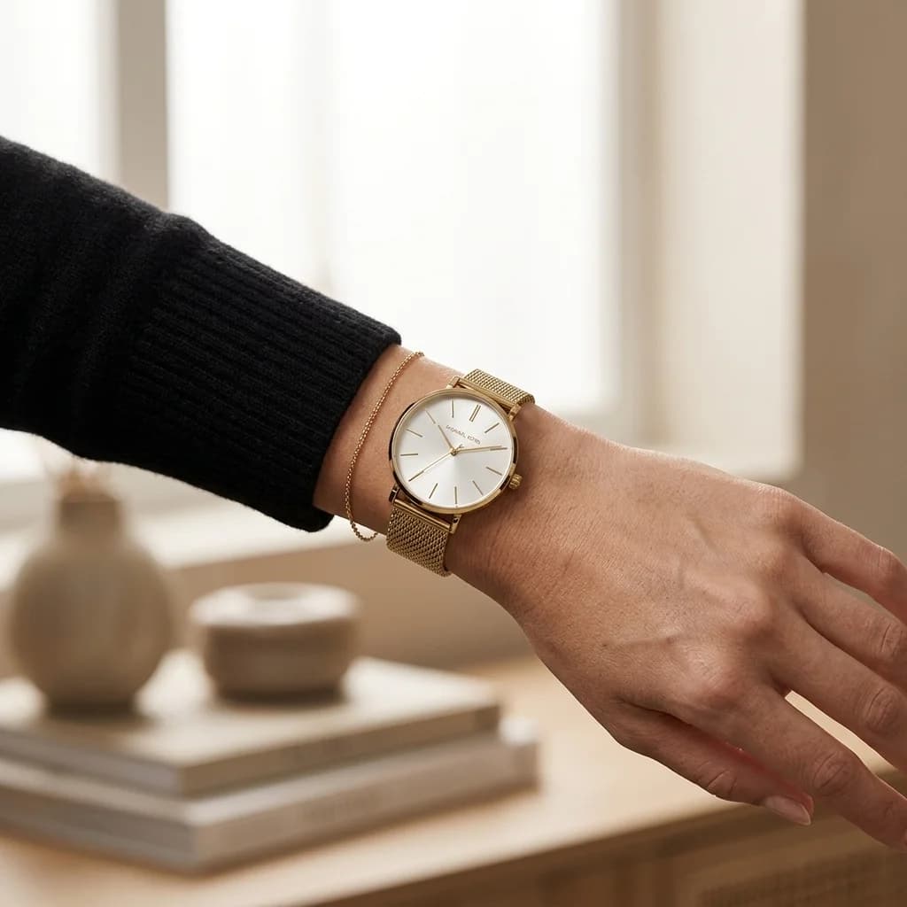 Montre Michael Kors MK7150 Auden Unisexe en Acier Or et Maille Milanaise vue 4