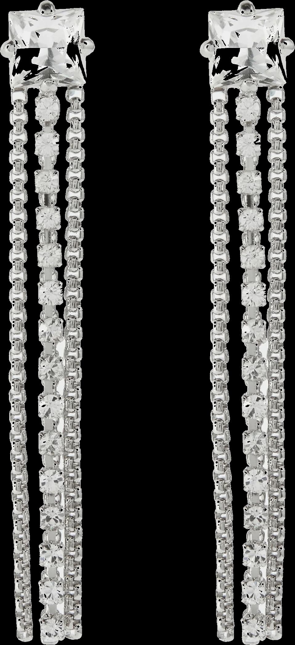Boucles d'oreilles Miu Miu P00710911 en acier argenté à franges de strass pour femme