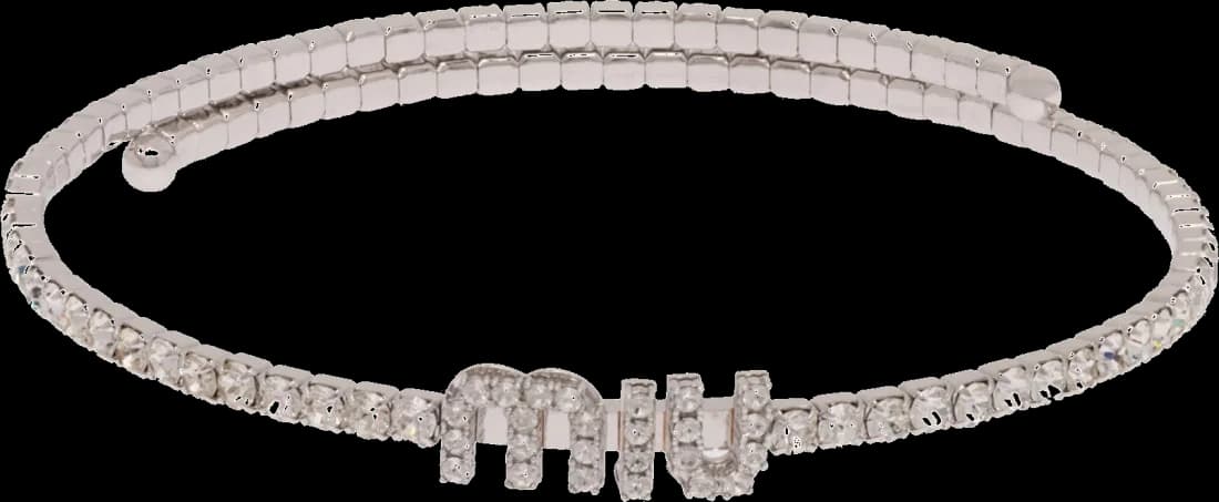 Collier Choker Miu Miu pour Femme en Laiton Argenté avec Logo et Cristaux - Réf. 5JC8712DNCF0OKL