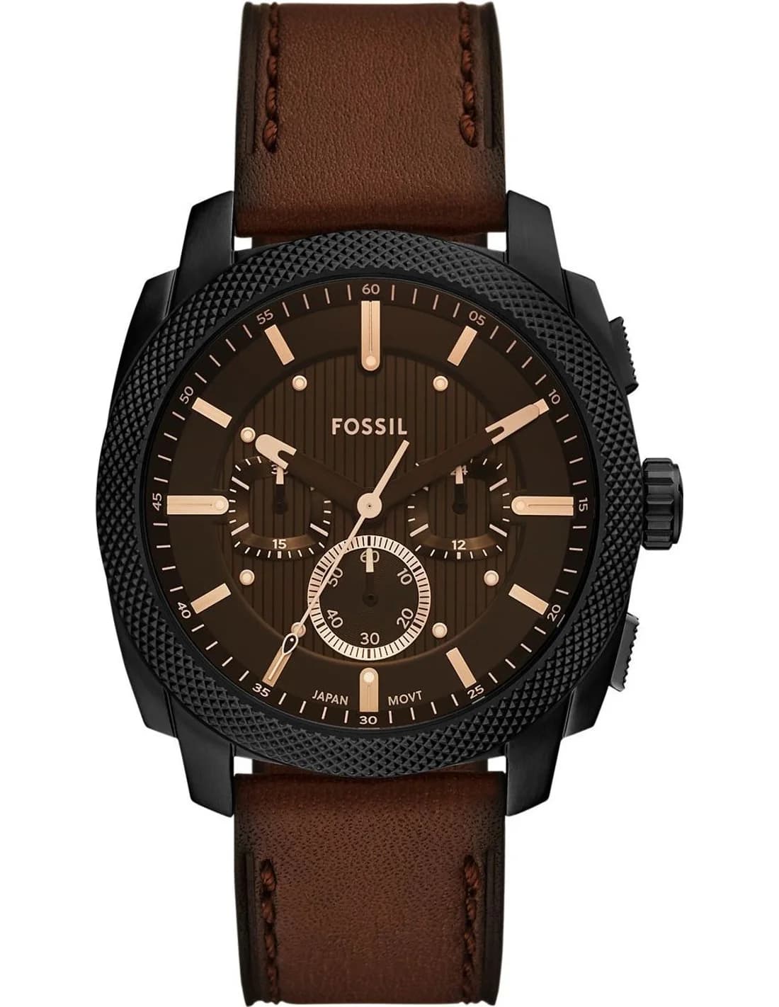 Montre Fossil FS6101 homme cadran noir bracelet cuir