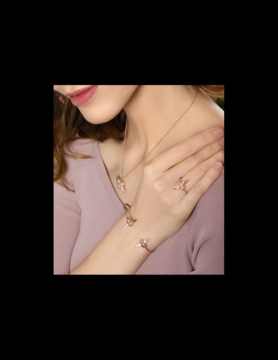 Bracelet Olivia Burton OBJ16AMB02 Abeille 3D en acier or rose pour femme vue 3