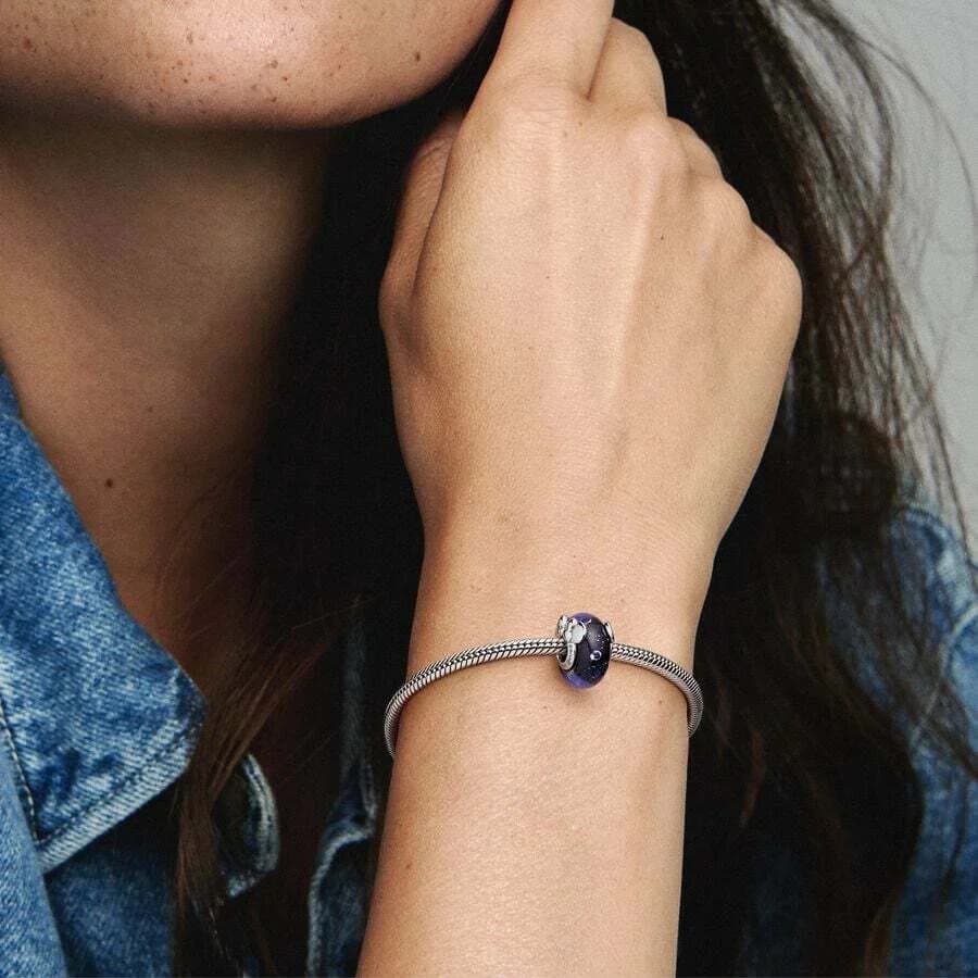 Charm Pandora Disney Moments en Argent 925 - Perle Murano Bleu Facetté - Réf. 792958C01 vue 3