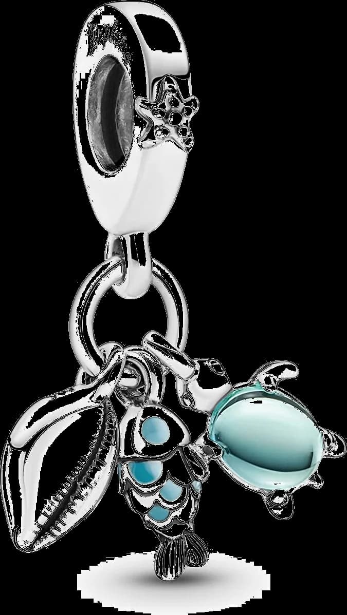 Pandora 791697C01 - Pendentif Charm Argent 925 Triple Motif Marin (Poisson, Tortue, Conque) pour Femme