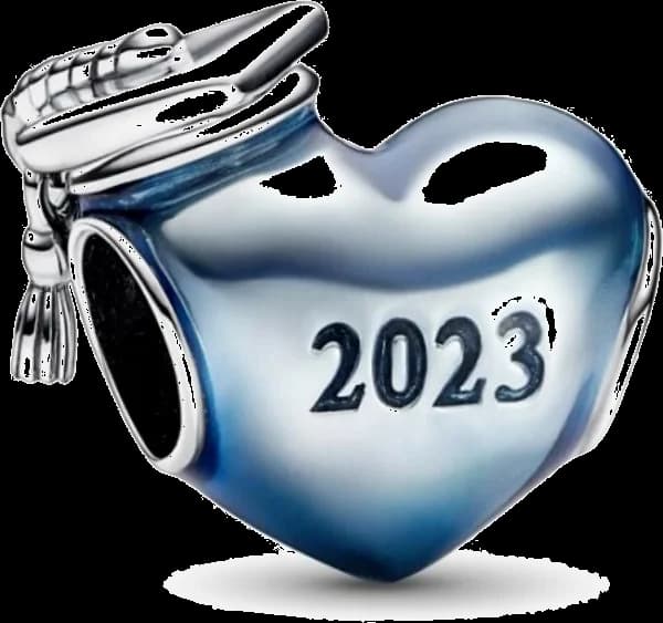 Charm Pandora Cœur Diplômé 2023 en Argent 925 Bleu pour Femme - Réf. 792590C01