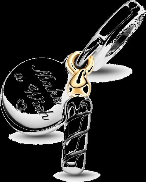 Pandora 799328C00 - Charm bougie d'anniversaire bicolore Make a Wish en argent 925 pour femme