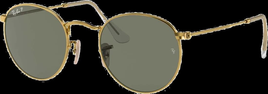 Lunettes de soleil Ray-Ban RB3447 001/58 - Monture ronde métal or mat, verres vert polarisés - Unisexe