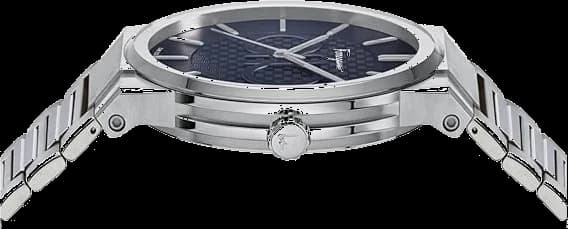 Attache bracelet Salvatore Ferragamo SFHP00620 en acier inoxydable brossé, boucle déployante à double bouton-poussoir, maillons ajustables