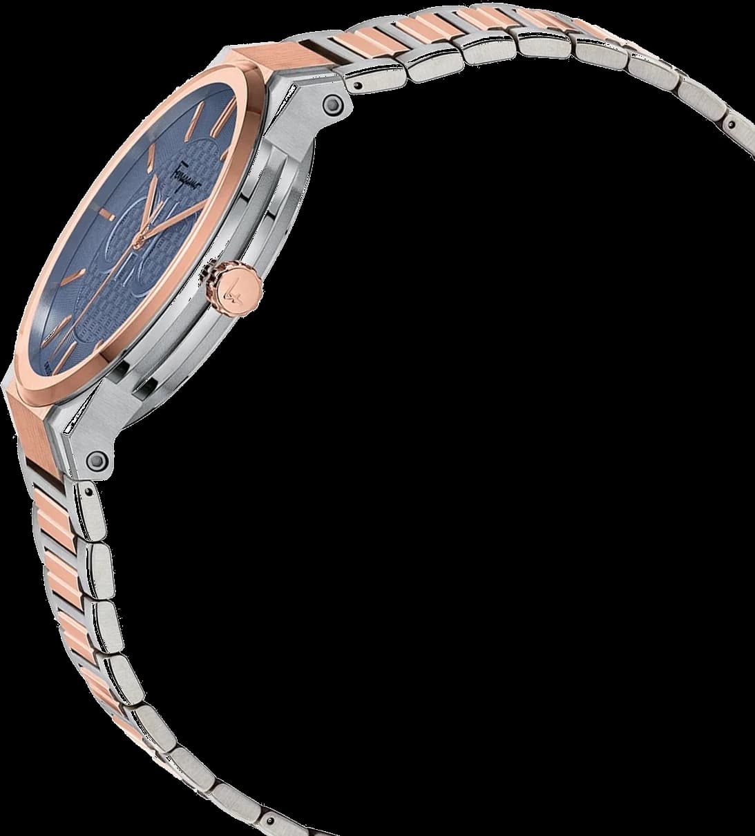 Attache bracelet Salvatore Ferragamo SFHP00720 bracelet acier bicolore avec fermoir déployant double sécurité gravé du logo
