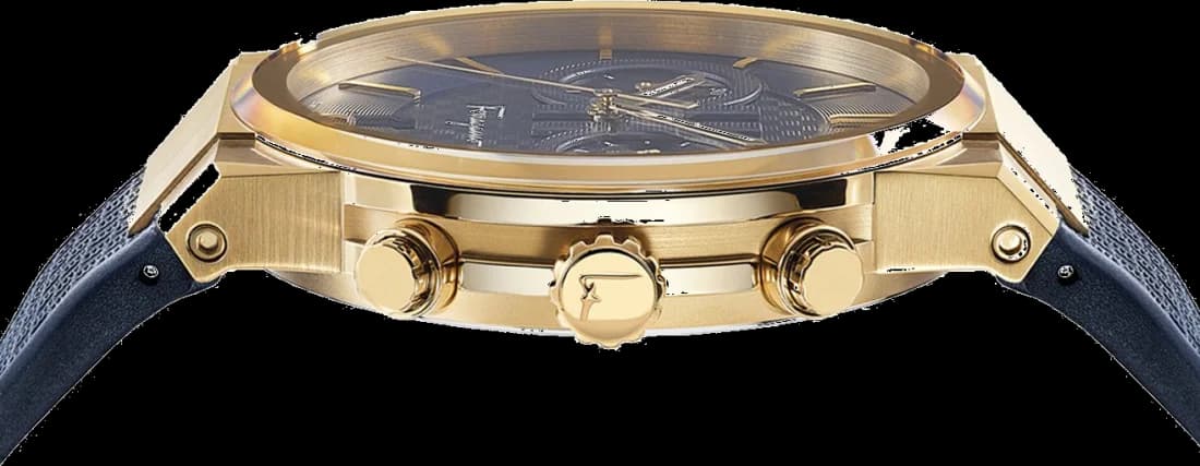 Attache bracelet Salvatore Ferragamo SFME00221 en silicone bleu texturé avec boucle ardillon en acier PVD or et insert Ferragamo