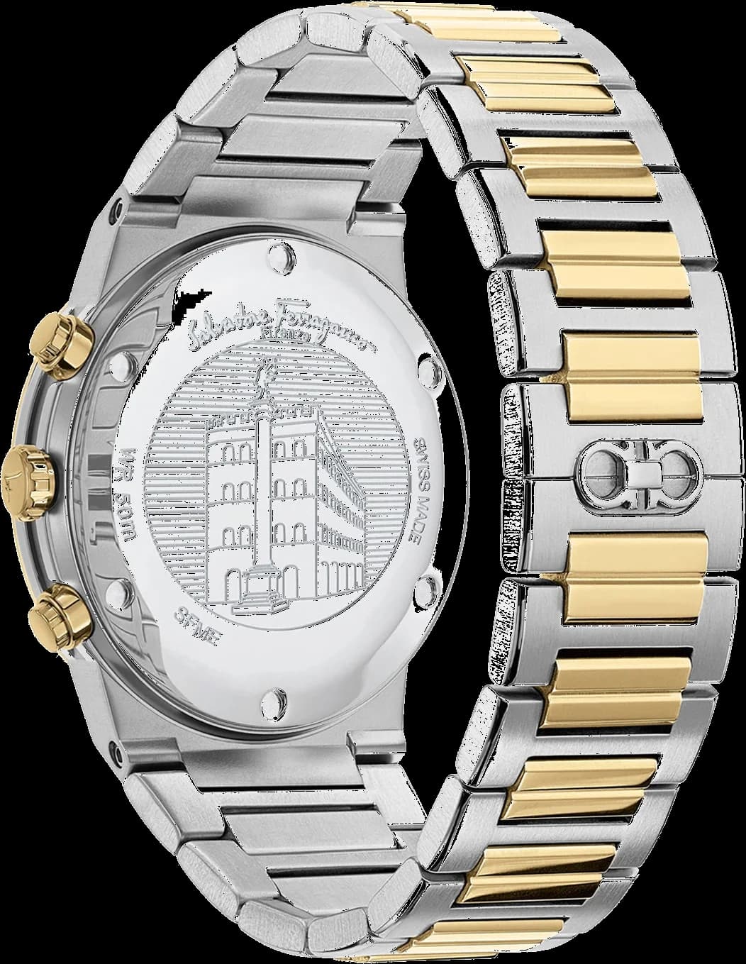 Visage cadran Salvatore Ferragamo SFME00521 avec index bâtons appliqués, aiguilles dauphine et guichet date à 4h30