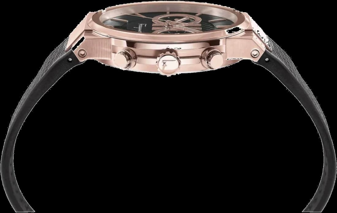 Visage cadran Salvatore Ferragamo SFME00721 affichant compteurs chronographe à 3h, 6h et 9h, date à 4h30, index bâton et chiffres romains