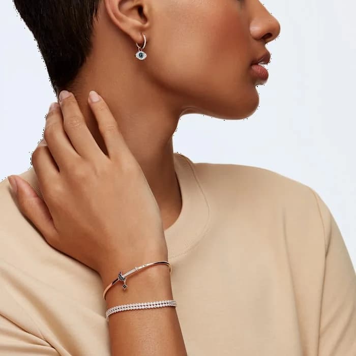 Boucles d'oreilles Swarovski 5425857 Symbolica Oeil porte-bonheur en or rose et bleu pour femme vue 2