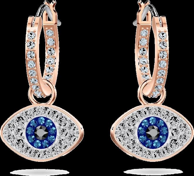 Boucles d'oreilles Swarovski 5425857 Symbolica Oeil porte-bonheur en or rose et bleu pour femme