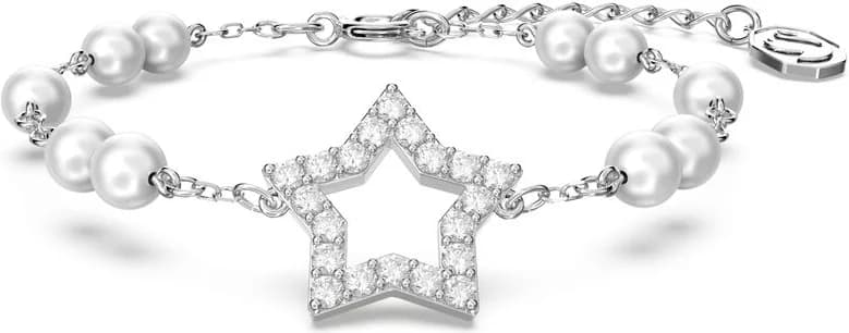 Bracelet Swarovski Stella 5645385 pour Femme en métal rhodié blanc avec perles de cristal et étoile
