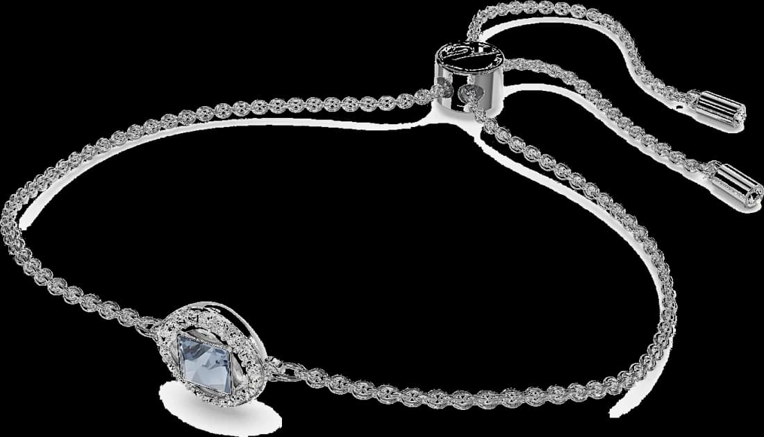 Bracelet Swarovski Angélique 5662141 pour Femme, Cristal Bleu Coupe Carrée sur Métal Rhodié Blanc vue 2