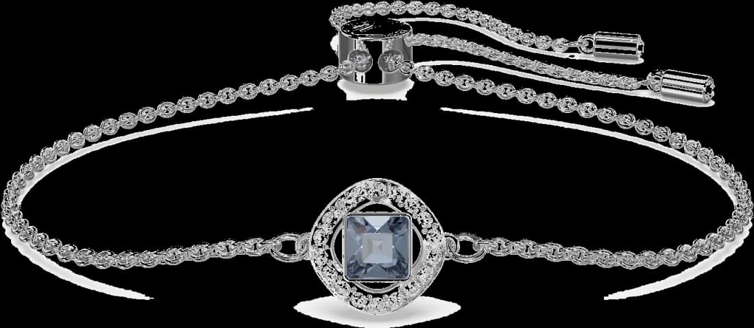 Bracelet Swarovski Angélique 5662141 pour Femme, Cristal Bleu Coupe Carrée sur Métal Rhodié Blanc