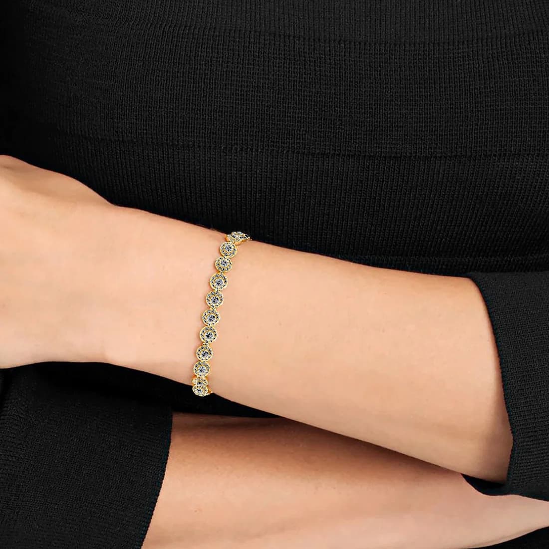 Bracelet Swarovski Angelic 5505469 pour Femme, Plaqué Or Jaune avec Cristaux Blancs Ronds vue 5