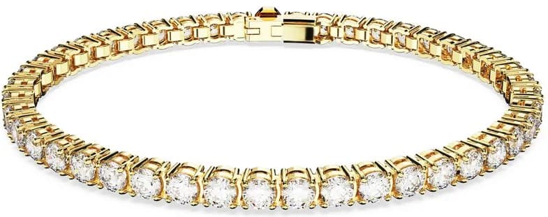 Bracelet Swarovski Matrix Tennis en cristaux ronds plaqué or blanc - Réf. 5657664 - Pour femme