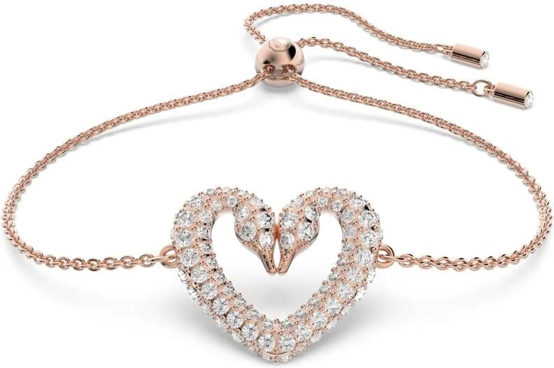 Bracelet Swarovski Una Coeur Petit Blanc Plaqué or rose - Réf. 5628658 - Pour Femme