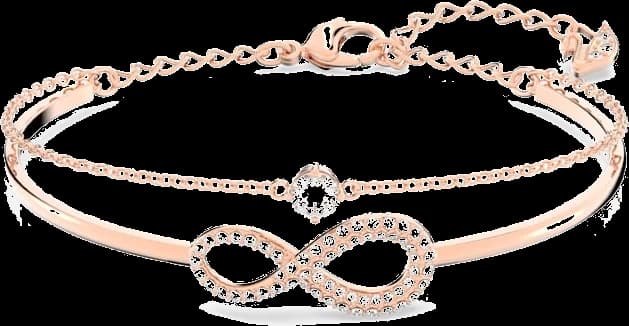 Bracelet Swarovski Infinity pour Femme, Plaqué Or Rose avec Cristaux Blancs - Réf. 5518871