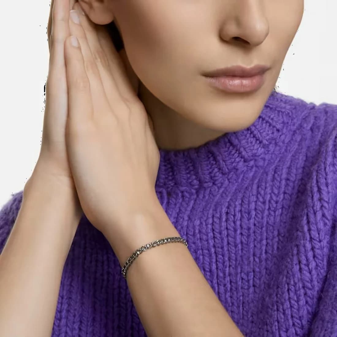 Bracelet Swarovski Tennis Deluxe 5514655 en métal plaqué ruthénium gris, unisexe vue 5