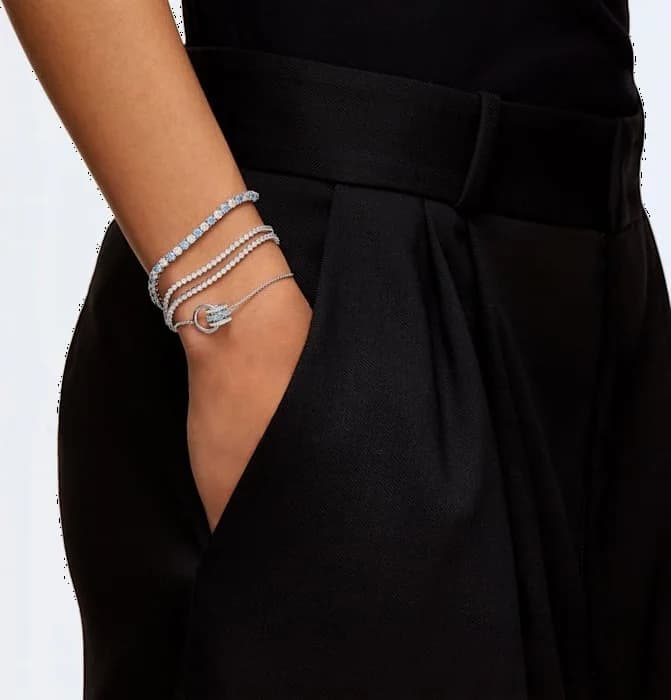 Bracelet de montre Swarovski Tennis Deluxe 5536469 - Blanc et Bleu Rhodié pour Femme vue 4