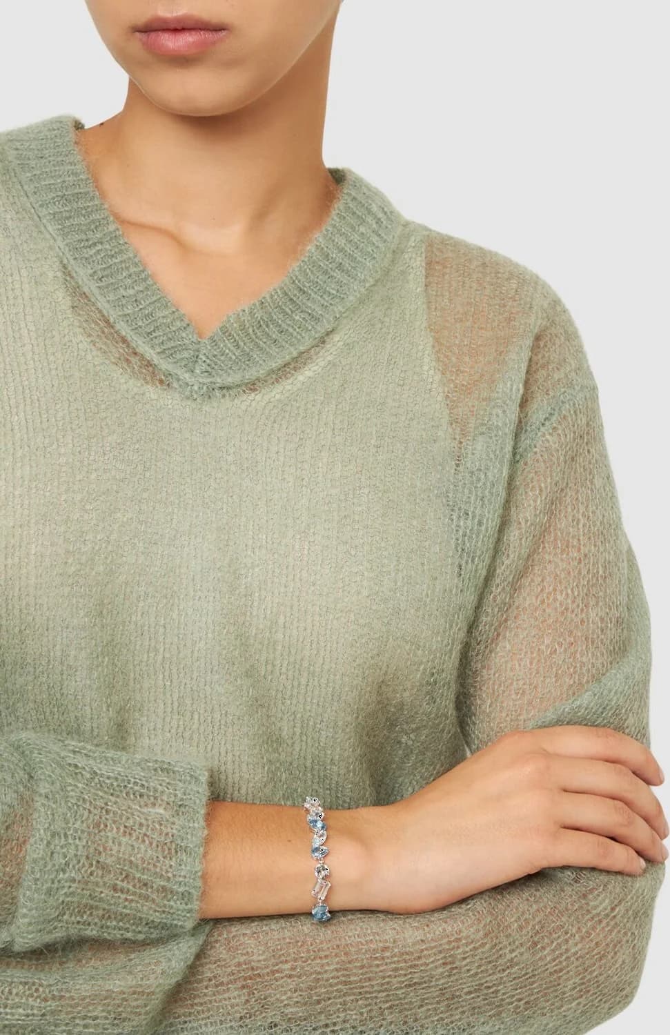 Bracelet Swarovski Gema 109172 - Bleu et blanc, métal rhodié pour femme vue 3
