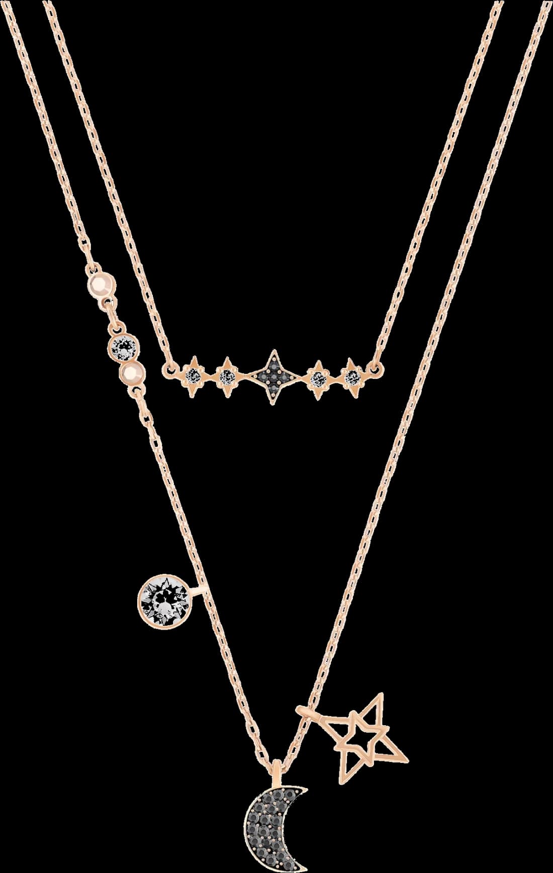 Collier Swarovski 5273290 double parure Lune et Étoile en or rose pour femme