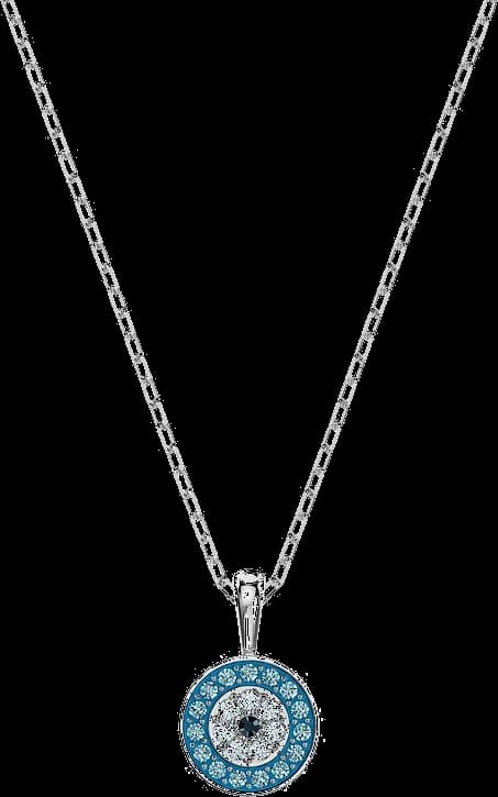 Collier Swarovski Luckily 5468918 pour femme, pendentif bleu zirconium sur chaîne métal rhodié 38 cm