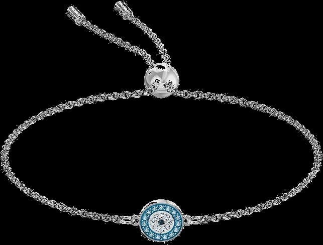 Bracelet Swarovski Luckily Evil Eye 5468920 en métal rhodié argenté et cristaux bleus pour femme