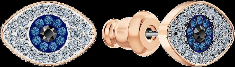 Boucles d'oreilles femme Swarovski Symbolica Evil Eye 5510067 en or rose et cristal bleu vue 2