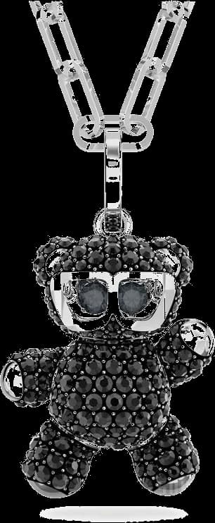 Collier Swarovski Unisexe Pendentif Ours en Cristal Noir Rhodié - Réf. 5599282