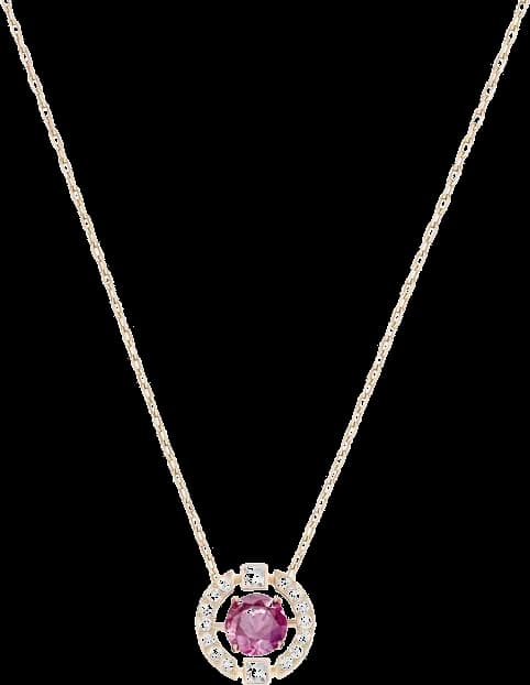 Collier Swarovski Sparkling Dance Round 5279421 pour Femme, plaqué or rose avec pierre fuchsia