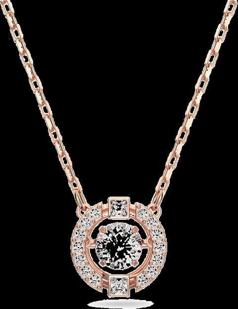 Collier Swarovski Sparkling Dance Round 5272364 pour Femme, plaqué or rose et cristaux blancs