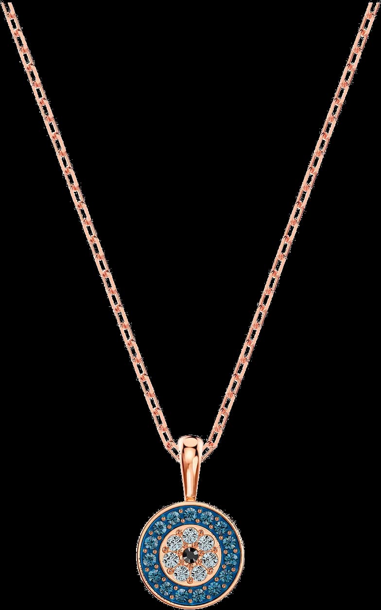 Collier Swarovski Luckily 5468919 en or rose avec cristaux bleus pour femme