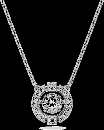 Collier Swarovski Sparkling Dance Round 5286137 en métal rhodié et cristaux blancs pour femme