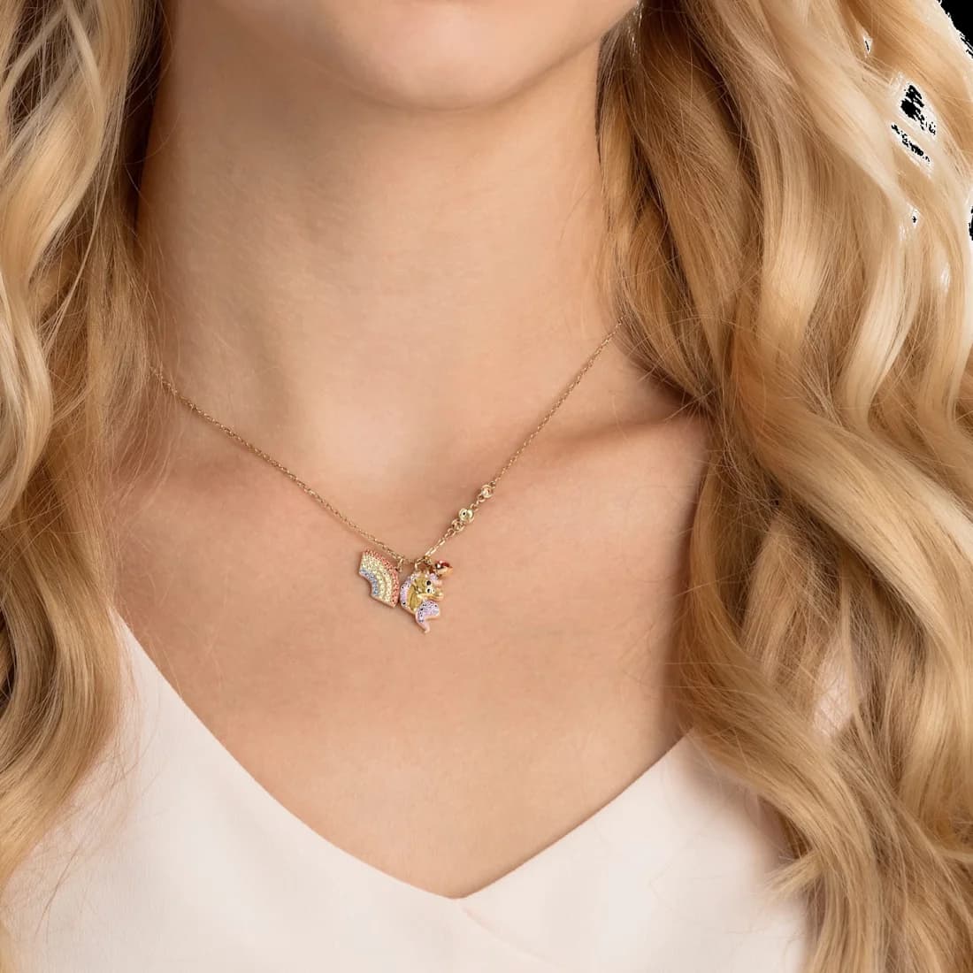 Collier Swarovski Licorne Arc-en-Ciel plaqué or jaune 5468314 pour Femme vue 4