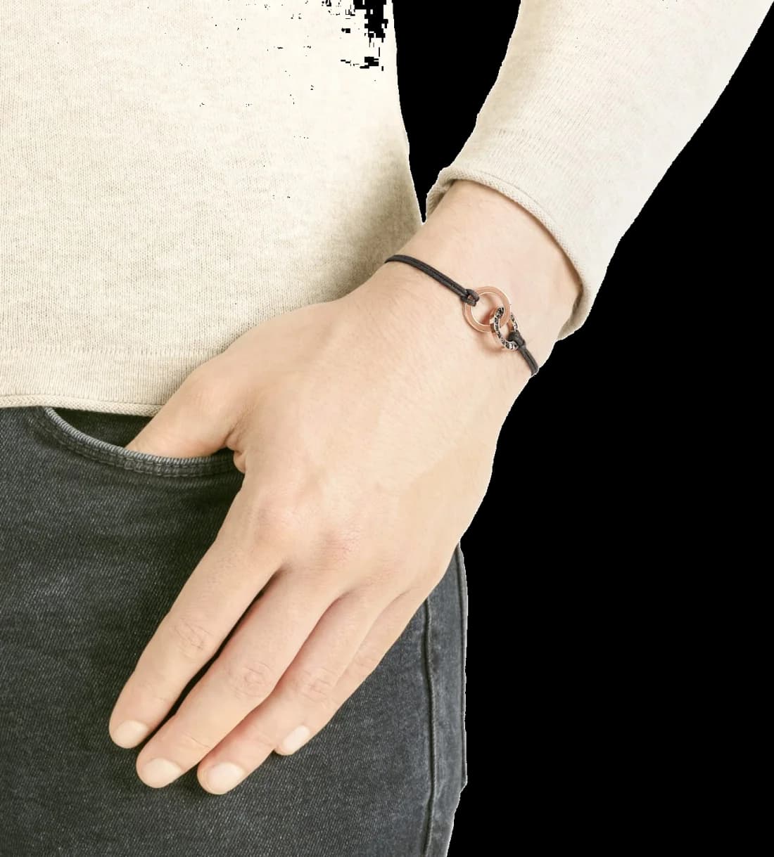 Bracelet Swarovski 5429899, plaqué or rose à cristaux noirs, unisexe vue 2
