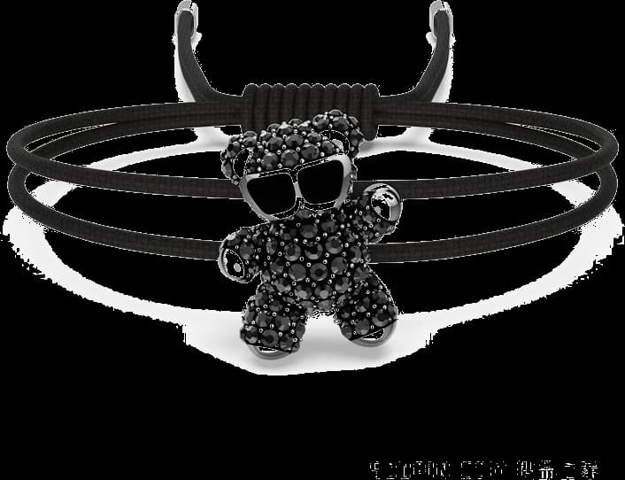 Bracelet Swarovski Teddy 5599283 en métal plaqué rhodium avec cristaux noirs - Unisexe