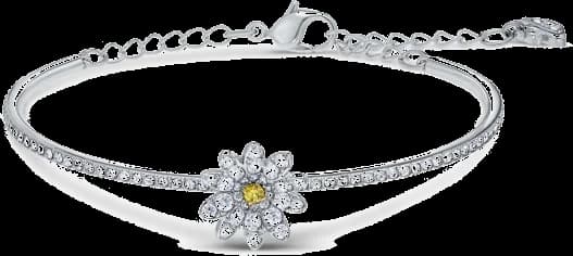 Bracelet pour femme Swarovski Eternal Flower 5542012, jonc ajustable en métal plaqué rhodium avec cristaux blancs